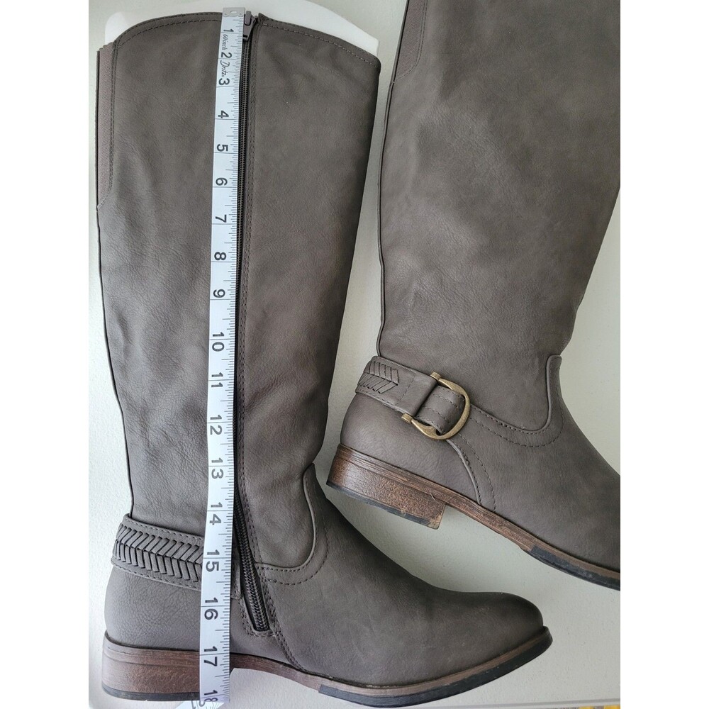 G.H. Bass & Co. Adrina Knee High Leather Riding Boots Gray Brown Wide Calf W 9M - Picture 14 of 16